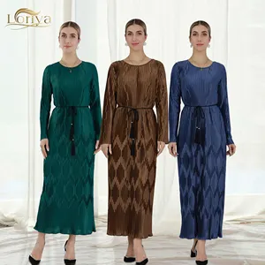 Loriya העבאיה 2023 מכירה לוהטת מוסלמי בגדי שמלות נשים ארוך שרוול העבאיה אסלאמית אופנה Stretchable שמלת כתפיות