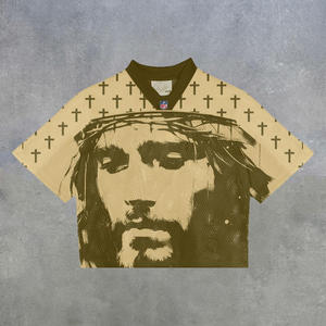 เสื้อยืดฮิปฮอปสตรีทแวร์ผู้ชายสไตล์เรโทร รักบี้ บาสเก็ตบอล แขนสั้นลำลอง สไตล์สปอร์ตแนวสตรีท ไซส์ใหญ่ ระบายอากาศได้ดี - Product Image 3