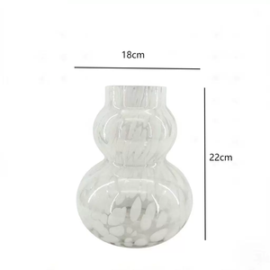 Modern Marble Look Glass Flower Vase Tabletop Decor Jar Round Home Decor for Living Room Wedding - Product Image 4