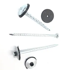 South America market concrete nails galvanized 9G steel nails with plastic rubber washer twisted umbrella roofing nails