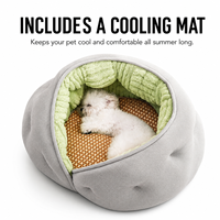 Lit-caverne semi-fermé en peluche pour animaux de compagnie, doublure en sherpa, nid douillet pour chat et chien, rembourrage en coton doux, vente en gros OEM