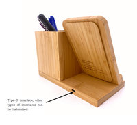 Nouvelle station de charge sans fil durable en bambou et bois, deux-en-un, couleur et taille personnalisables, marque XHY, utilisation à domicile/au bureau, ornement de bureau