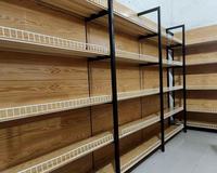 Étagères métalliques à grain de bois de qualité supérieure, présentoirs gondoles double face pour boutiques, magasins de cosmétiques et librairies
