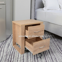 Table de chevet moderne convertible à 2 tiroirs en bois écologique avec poignée, idéale pour appartement, pour salon, facile à assembler