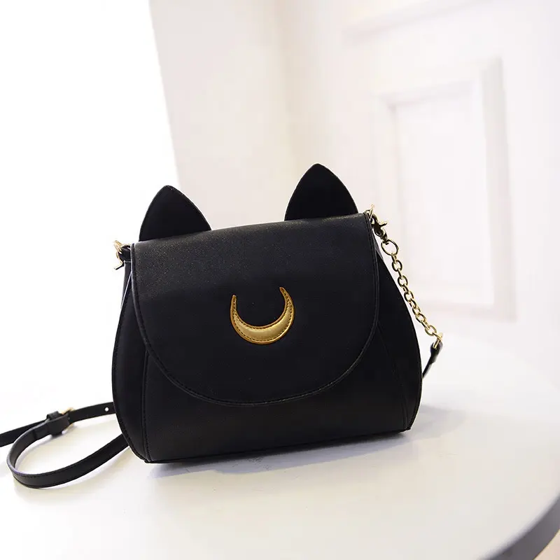 Mond Luna Katze Geldbörsen Pu Leder Gothic Geldbörse Cosplay Mond Sailor Tasche Handtaschen Schulter Taschen für Frauen großhandel