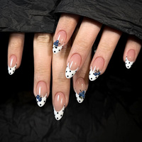 Ongles en gel longue durée à presser, couvrance totale, réutilisables, 24 pièces avec colle pour usage quotidien