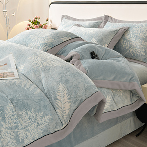 Cotton Reversible Embroidery <strong>Leaf</strong> 3 Pieces Bedspread Comforter Sets King Size Luxury <strong>Bedding</strong> 300tc Eco-Friendly Europe Style - Product Image 3