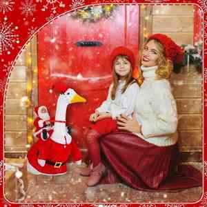 For New Arrival Santa Claus Riding <b>Outfit</b> Set-23-Inch Polyester Porch Goose Ornament Europe America Style Christmas - Product Image 2