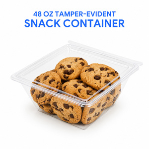 48oz Recyclable PET Crystal <b>Clear</b> Anti-Fog Tamper Proof Hinged Lid Plastic Dessert Candy Bakery Clamshell <b>Box</b> - Product Image 1