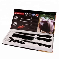 Ensemble de 4 couteaux de cuisine écologiques de haute qualité, couteaux à steak, couteaux de cuisine avec manche en plastique noir, vente en gros à prix réduit