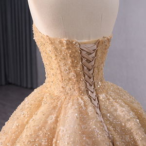 Robe de soirée scintillante champagne, robe de bal, col carré, dos nu, tulle pailleté, sequins, perles, Rsm241036 - Product Image 4