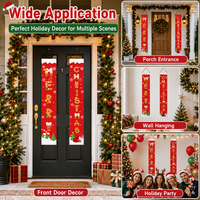 Décoration de Noël pour porte : Paire de banniers de Noël en tissu à suspendre, Joyeux Noël, pour porche et entrée, réutilisable, décoration saisonnière