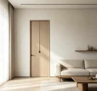 Porte intérieure battante moderne en MDF stratifié PVC, insonorisée, sans peinture, gaufrée, pour chambre à coucher, avec panneau mural et plinthe assortis