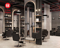 Support de barbier moderne personnalisé pour un salon de coiffure de luxe, mobilier d'intérieur, vitrine de salon de coiffure pour hommes