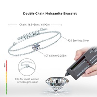 Bracelets à fermoir à pression en argent sterling 925 pour femmes, plaqués or, avec moissanite solitaire 1 carat, style Mossinet, bracelets et joncs tendance