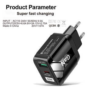 65W Dual Port USBC Sạc Với LED Ánh Sáng A + C Pd33W + Qc3.0 Nhanh Chóng Sạc Adapter EU/Chúng Tôi/Hàn Quốc/Anh Ngạnh Với Loại C Điện Thoại Di Động - Product Image 6