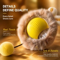 LEBAN Balle intelligente roulante pour chat avec activation tactile et queue en corde, jouet interactif automatique avec évitement d'obstacles pour chats d'intérieur