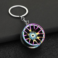 Promotion Nouveau Porte-clés Jante de Voiture en Alliage Métallique Or Argent Coloré, Pendentif Pièce Automobile Artisanat pour Homme Femme