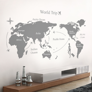 Pegatinas de Pared de Mapa del Mundo Removibles, Adhesivos de <span class=keywords><strong>Vinilo</strong></span> Autoadhesivos con Lindos Animales, Girasoles y Mariposas para Decoración de Paredes de Habitaciones Infantiles y Hogares - Product Image 1