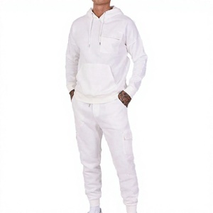 Comfortable Lightweight Hooded Streetwear Men's Tracksuits Solid <b>White</b> Customized Logo Printing 2 1 Winter Breathable - Product Image 1