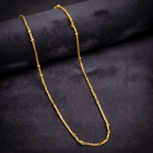 Colliers en chaîne serpent plaqués or 14K, 18K, 24K en gros avec accents perlés, colliers chaîne tendance, design de chaîne moderne. - Product Image 5