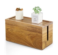 Boîte de gestion de câbles en bois d'acacia personnalisée, cache-rallonge de bureau, organisateur de fils décoratif, étui de rangement, vente en gros