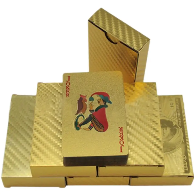 2024 Wholesale High Quality Poker Plastic 54Pcs/Set 24K Gold Playing Cards