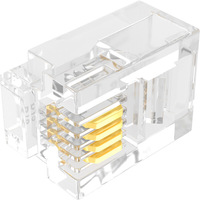 Connecteur de Port Téléphonique RJ11 en Polycarbonate Transparent Coorle de Haute Qualité, Fiche Modulaire 6P4C, Contact en Bronze Phosphoreux 100 Ohms