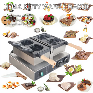 Machine à gaufres à crème glacée professionnelle antiadhésive en forme de Hello Kitty de Delbosen, fer à gaufres antiadhésif pour les snacks, pour les boutiques de desserts - Product Image 4