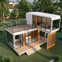 Maison Modulaire Préfabriquée Apple Cabin à Double Étage Moderne avec Grande Verrière Amovible et Terrasse pour Glamping, Boutique ou Hébergement