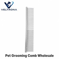 Peigne pour animaux de compagnie en acier inoxydable, dents à double densité, grossières et fines, pour démêler et finir la toison, brosse de toilettage tout métal pour chiens et chats
