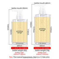 Bouteille de shampooing en plastique PETG de haute qualité, 350 ml, 450 ml, conteneur vide transparent avec pompe à lotion pour gel douche