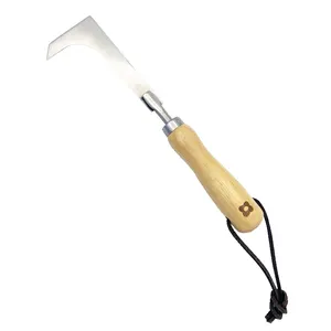 Stainless Steel Light Weight Portable Hanging L Shape Crevice Weeding Tool with Beech Wood Handle