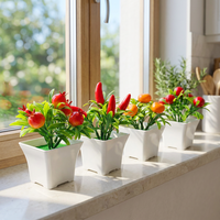 Grosir Pot Bonsai bunga buatan dengan Pot plastik palsu penanam kecil untuk dekorasi rumah kamar mandi meja untuk Tahun Baru