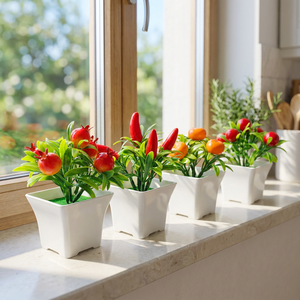 Vaso Bonsai fiore artificiale all'ingrosso con vaso finto di plastica piccolo fioriera per la casa bagno scrivania arredamento per il nuovo anno - Product Image 1