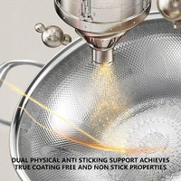 Wok moderne en titane pur, sans revêtement, antiadhésif, en acier multicouche, ustensile de cuisine avec finition martelée motif paon, pot en métal