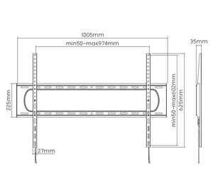 ขายึดทีวีติดผนังแบบยึดติดแน่น ทำจากเหล็กแผ่นรีดเย็น รับน้ำหนักได้ 120 กก. รองรับ VESA 900x600 สำหรับหน้าจอขนาด 60 ถึง 120 นิ้ว - Product Image 4