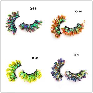 Pinky leem Vente en gros de cils 3D colorés, maquillage de scène, recourbe-cils, faux cils moelleux, couleurs scintillantes, cils en vison colorés - Product Image 3