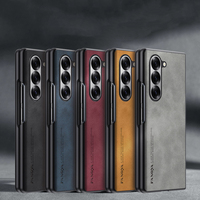 Coque de Téléphone Antichoc en Cuir de Mouton de Luxe pour Z Fold 7/6/5/4 avec Étui Holster Inclus