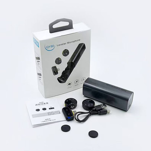 QY80 Mini Wireless Lavalier Microphone Plastic Material Mobile Phone Vlog Video Recording Interview Broadcasting Lapel Mic