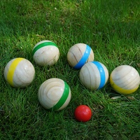 Ensemble de pétanque en bois massif - 8 boules françaises rayées en bois de qualité supérieure pour les loisirs en plein air, les activités scolaires, les rassemblements familiaux et les excursions