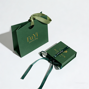 Bolsa de Papel Verde y Rosa con Impresión Personalizada para Joyería, Regalos, Manualidades y Compras, con Lazo y Logotipo Propio - Product Image 5