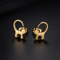 Mode Happy Kitty boucles d'oreilles pour femmes dessin animé Animal chat boucles d'oreilles hypoallergénique oreille bijoux