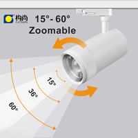 GOSUN 15-60 grados con zoom perfil de aluminio inteligente TRIAC regulable 15-42w focos LED foco de pista