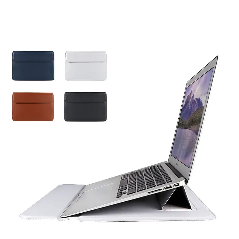 Venda quente 3in1 PU laptop manga de couro stand bag 13 15 14 polegadas notebook à prova d' água caixa do computador com mouse pad
