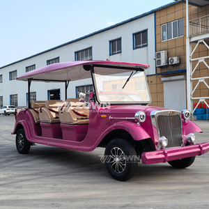 Bright <b>Pink</b> Retro Electric Antique Vehicle with Canopy for Park Tour Service - Product Image 4