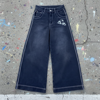 Pantalon en jean vintage Y2K brodé graffiti, coupe ample, jambe large, streetwear rétro, denim, 15 ans d'expérience OEM, échantillons de haute qualité
