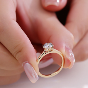 แหวนเพชรเครื่องประดับทรงกลมสวยงาม1.5ct 1CT 2CT 2.5ct 3ct ห้องปฏิบัติการเพชรที่ปลูกเพชรเม็ดแข็งทองสีเหลืองทอง14K ราคาขายส่ง - Product Image 2