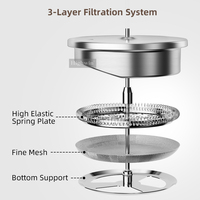 Cafetière à piston isotherme moderne en acier inoxydable à double paroi, capacité 350ml/700ml/1000ml, maintien au chaud 6 heures