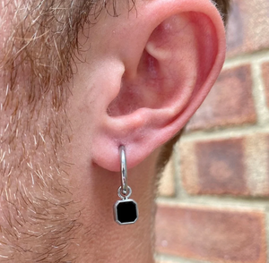 Boucles d'oreilles pendantes en onyx pour homme, boucles d'oreilles créoles pendantes en or 18 carats <span class=keywords><strong>avec</strong></span> pierre précieuse en onyx noir, charme de boucles d'oreilles en <span class=keywords><strong>lapis</strong></span>-<span class=keywords><strong>lazuli</strong></span> doré, <span class=keywords><strong>bijoux</strong></span> pour homme - Product Image 4